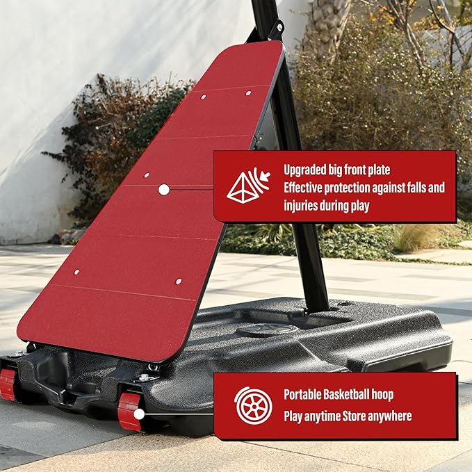 Basketball Hoop 44&48 Inch Backboard Portable Basketball Hoop Outdoor,5.3-10ft Stepless Regulation Crank Adjust Basketball Goal System