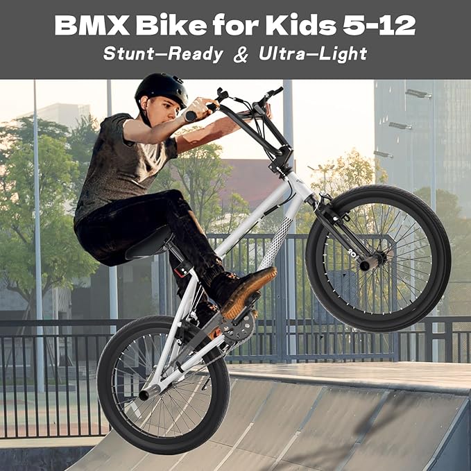 67i Boys BMX Bike 18/20 Inch Ages 8-12 Kids Bicycle with Front Rear U Brake Adjustable Seat Iron Fork 2.09" Wide Tires