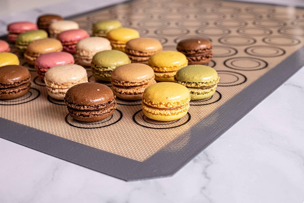 Macaron Silicone Baking Mats - Set of 2 - Full Size - 16.5 x 24, Non-Stick Macaron Mat for Perfect Baking - Dishwasher & Oven Safe, Ideal for Macarons, Cookies, Bread, and More