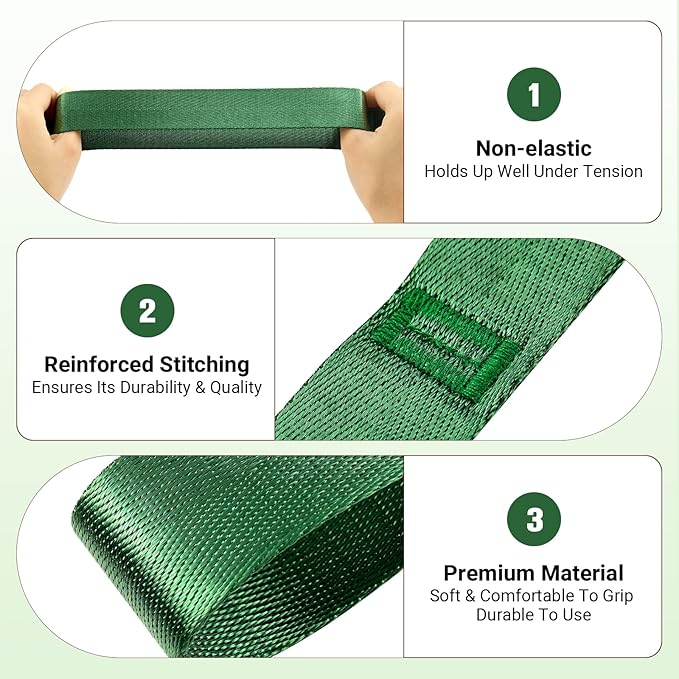 Stretch Strap With Loops For Physical Therapy, Yoga Straps For Stretching With Loops, Non-elastic Leg Straps For Knee Rehab, 8 ft Long x 1.2 inch Wide