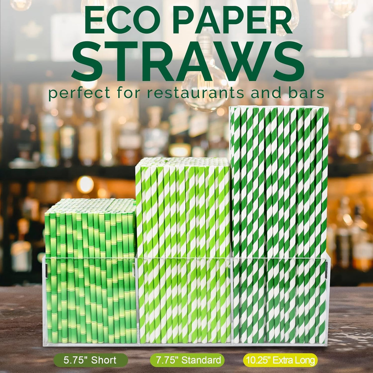 5.75 inch Short Bamboo Paper Straws & Stirrers for Cocktail and Coffee - 100% Biodegradable and Compostable [500 Counts]