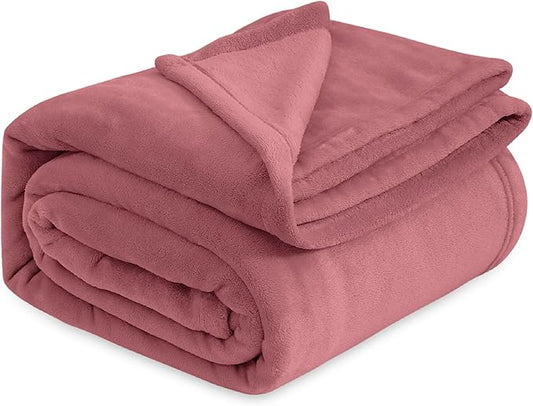 Bedsure Fleece Bed Blankets Queen Size Rose Pink - Soft Lightweight Plush Fuzzy Cozy Luxury Blanket Microfiber, 90x90 inches