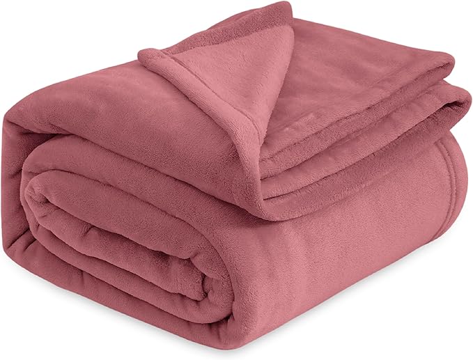 Bedsure Twin XL Fleece Blanket Dorm Bedding - Lightweight Soft Cozy Blankets for Bed, Sofa, Couch, Travel, Camping, Rose Pink, 66"x90"