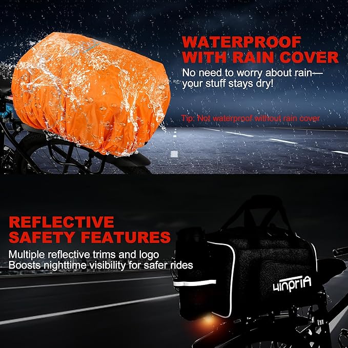 Bike Bags for Bicycle Rack Bag,18-20L Pannier Trunk Pannier with Rain Cover,Water Resistant Ebike Saddle Bag for Rear Rack handlebar Shoulder Bag for Commuter Travel Outdoor Cycling,1680D