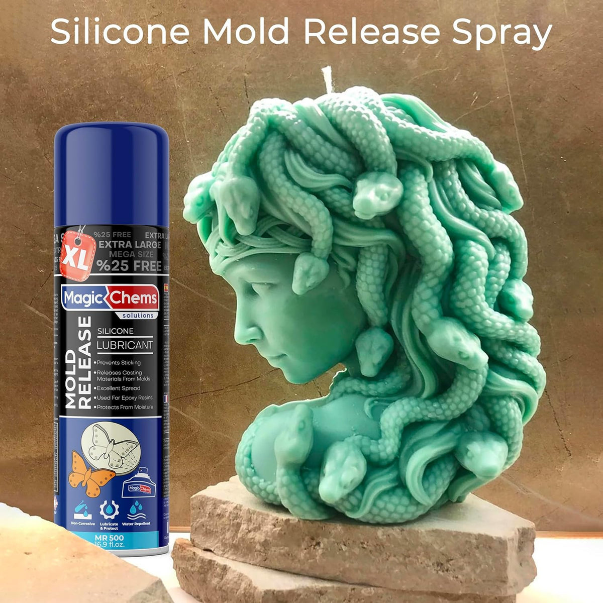 Mold Release, Silicone Mold Release Spray (4x16.9 fl oz/500ml) Mold Release for Epoxy Resin and Candle Mold Release Spray (4 Pack Mega Size)