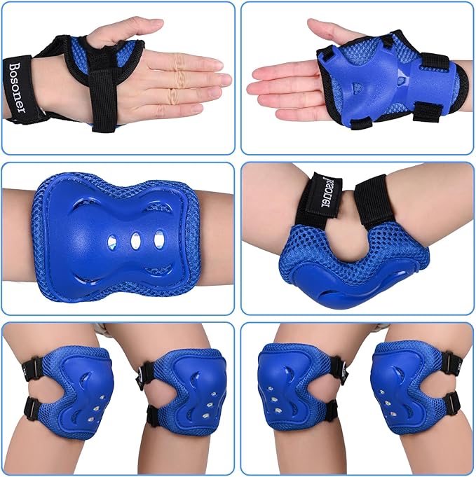 BOSONER Kids/Youth Knee Pad Elbow Pads Guards Protective Gear Set for Roller Skates Cycling BMX Bike Skateboard Inline Skatings Scooter Riding Sports