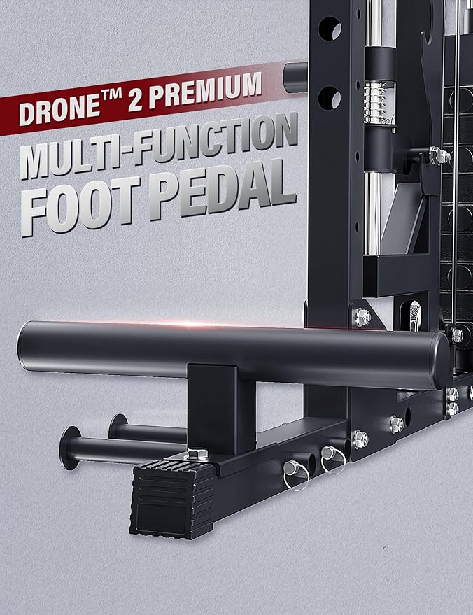 Major Fitness Drone2 Advanced Training Smith Machines– All-in-One Home Gym Squat Rack with Aluminum Pulley Set , Weight Bar, Dual LAT Pull-Down Systems & Cable Crossover Machine for Full-Body Workouts