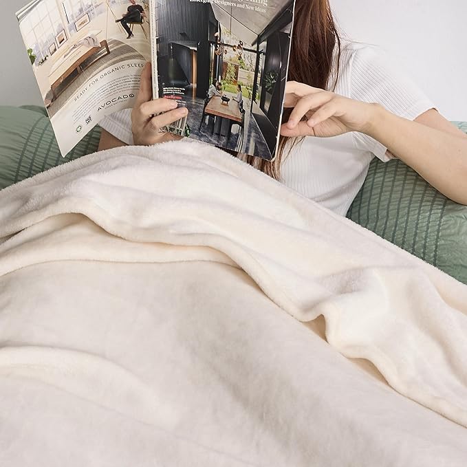 Bedsure Fleece Blankets Queen Size Cream - Bed Blanket Soft Lightweight Plush Fuzzy Cozy Luxury Microfiber, 90x90 inches