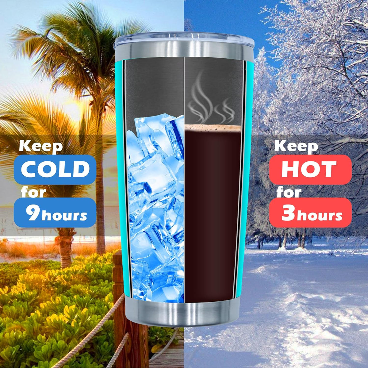 20oz Tumbler Bulk Stainless Steel Tumblers with Lid Vacuum Insulated Double Wall Travel Coffee Mug Powder Coated Tumbler Cup for Hot and Cold Drinks(Light Blue, 6 pack)