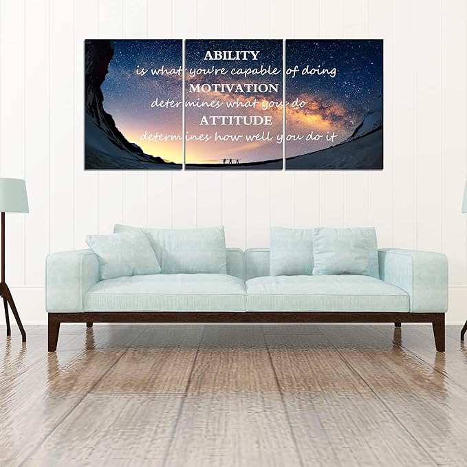 3 Panels Successful Inspirational Posters Quotes Wall Art Ability Modern Motivational Painting Picture Prints on Canvas Artwork Motto for Office Bedroom Decor Living Room Home Decor (60”Wx28”H)