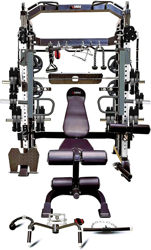MiM USA Hercules EX, Commercial All in One Gym Machine w/400 lb Weight Stack, Adj Bench, Jammer Arms, Leg Press, Leg Extension, Arm Curl, LAT Seat & Complete Attachment