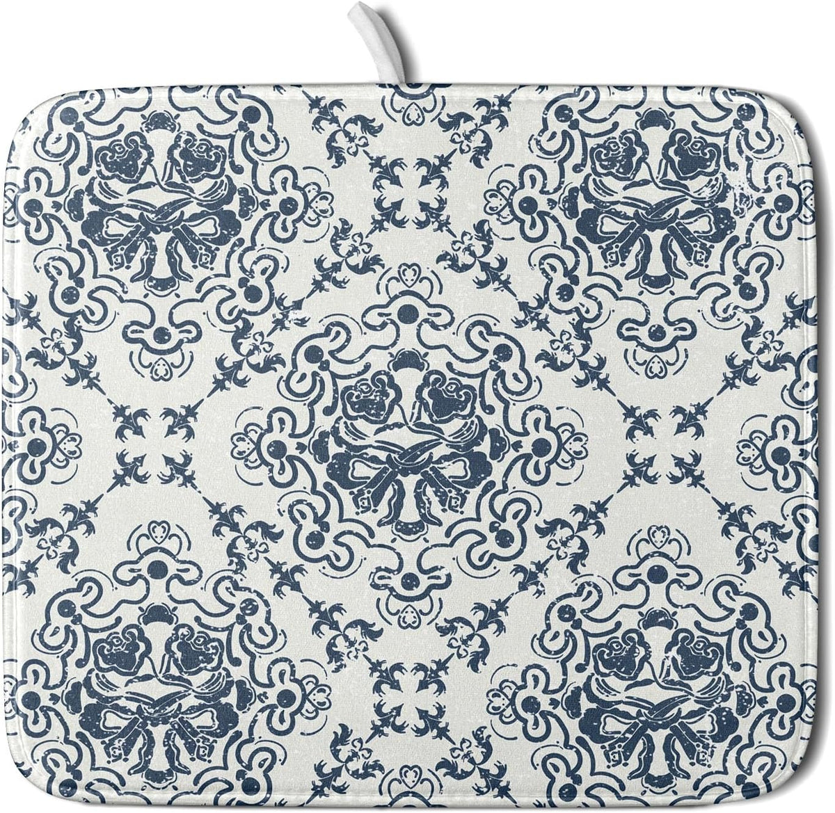 Bohemian Grey Retro Dish Drying Mat for Kitchen Counter,Boho Abstract Flower Art Drying Mat 16 x 18 Inch Microfiber Dish Drying Pad Dish Rack Pad Drainer Mat for Coffee Bar