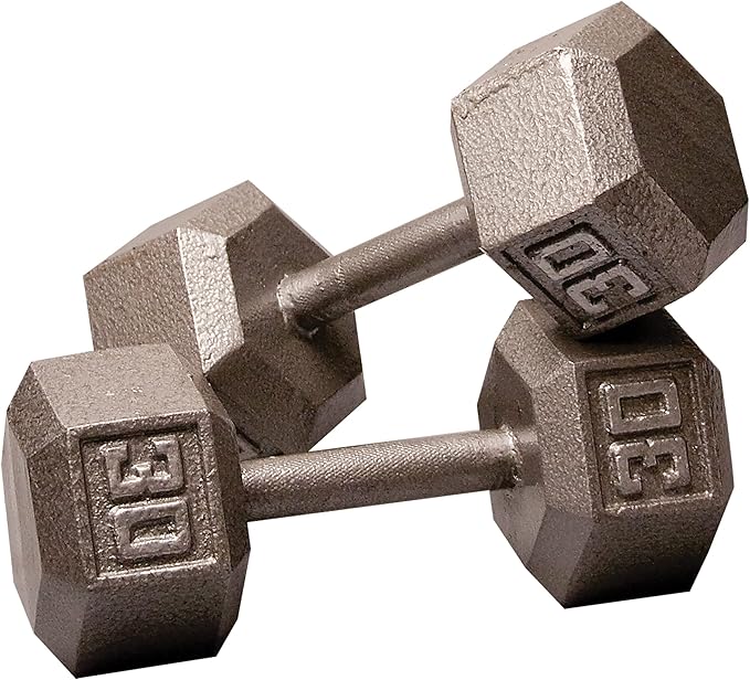 Body-Solid Cast Iron Hexagon Dumbbell, Hand Weights For Men and Women, Weight Dumbbells for Strength Training, Body Building Home Gym Training Gear
