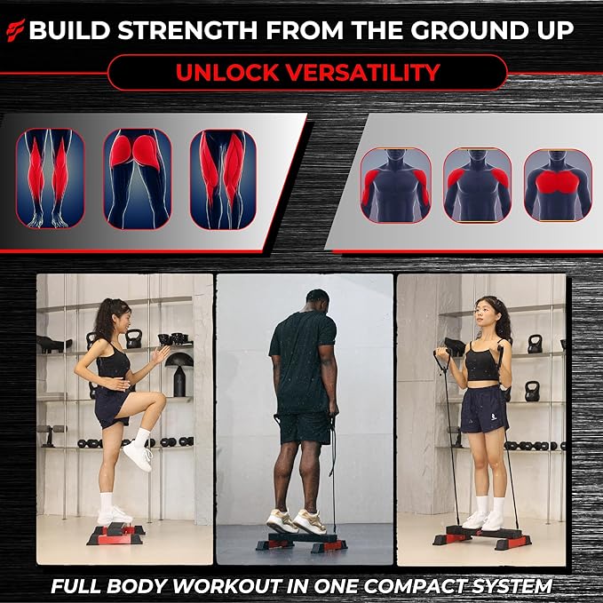 Adjustable Calf Raise Block, Versatile Machine Platform – Calves, Legs & Core – Raises, Strength, Squats, Stretches – Anti-Slip Bar, Band Compatible – Home Workout & Gym Equipment