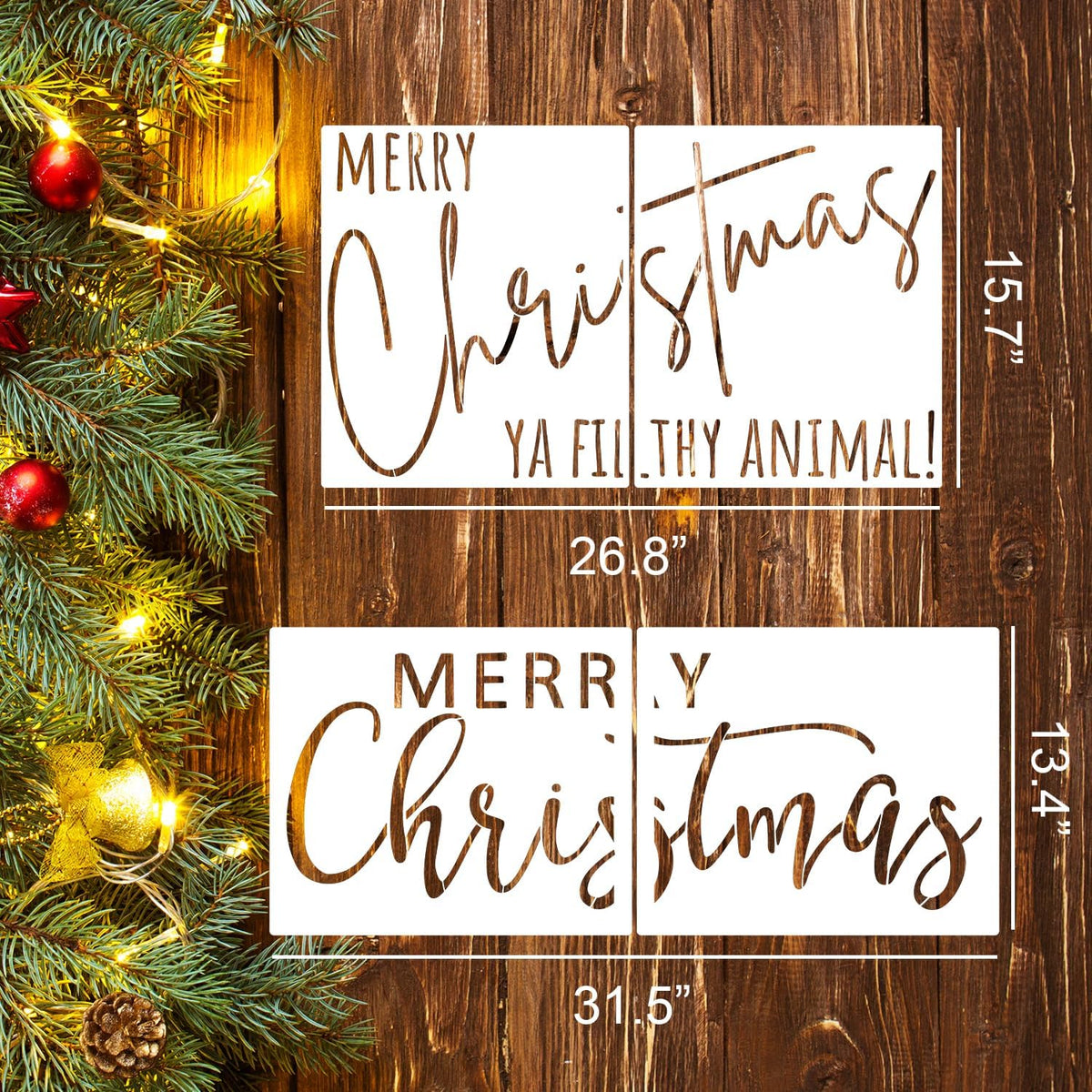 Christmas Stencils for Painting Doormat 27"x16" Large Christmas Stencils for Crafts Reusable Welcome Holiday Drawing Templates for Wood Fabrics Door Mat Window Glass Winter Decor