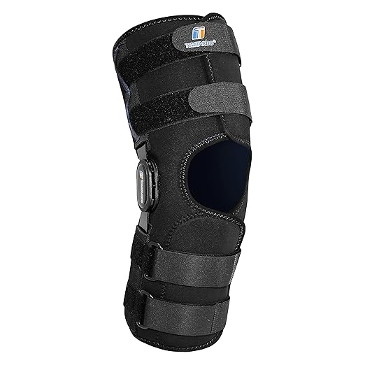 16inch Tall Hinged Knee Brace for Men/Women with Full Support with 4 Compression Straps,2 Metal Side Stabilizers,Breathe Air Spacer Drytex Wraparound for Knee Pain Relief,ACL,Arthritis,Meniscus