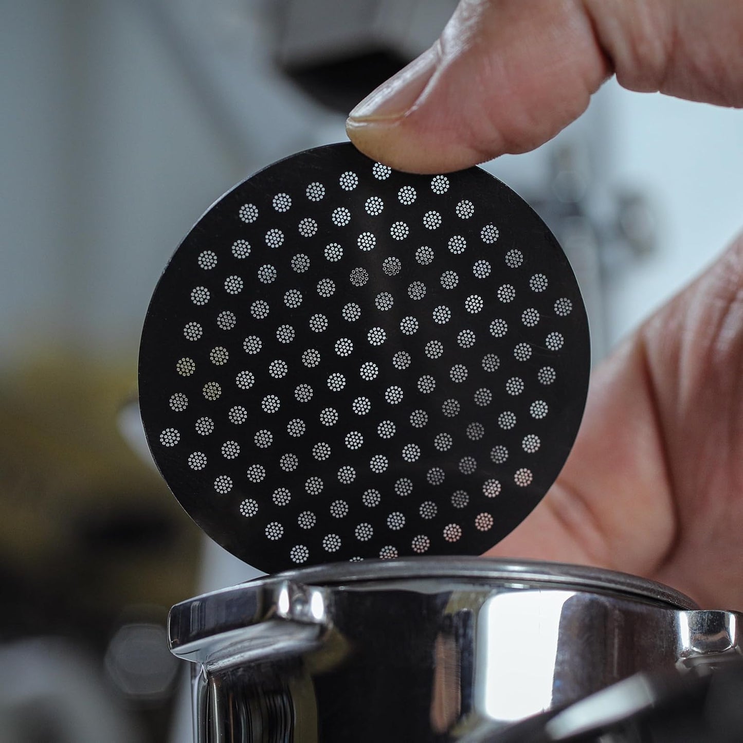 58mm Puck Screen for Espresso Portafilter Basket - Premium Stainless Steel Espresso Filter Ultra-Thin Design Coffee Screen (58.35mm, Black)