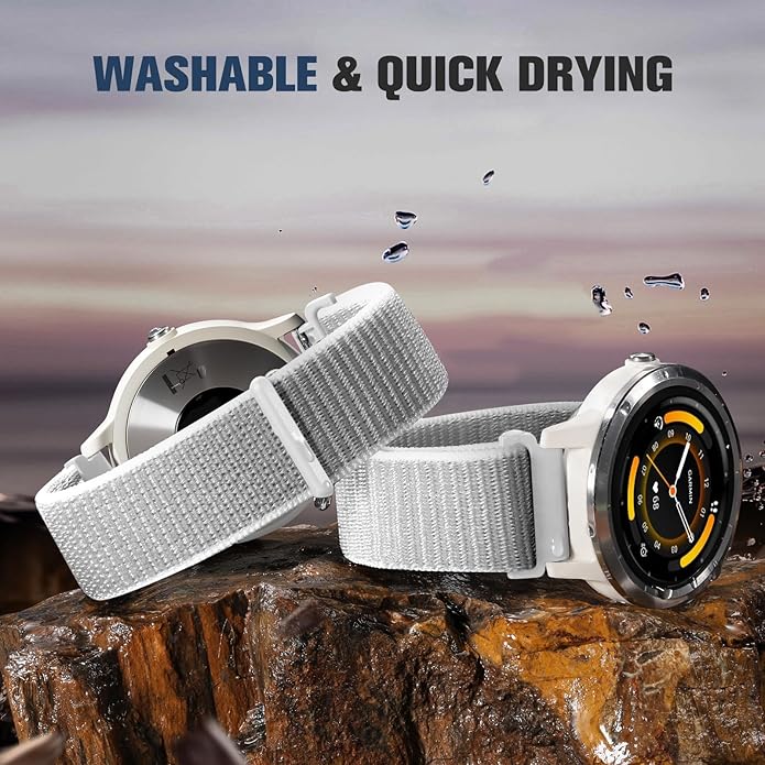 18mm 20mm 22mm Hook and Loop Watch Band Compatible with Garmin Vivoactive 5/ Vivoactive 6/ Vivoactive 3, Soft Nylon Breathable Sport Strap for Venu 2S/ Venu3S/ Forerunner 265s,Venu 3/ Venu 2 Men Women