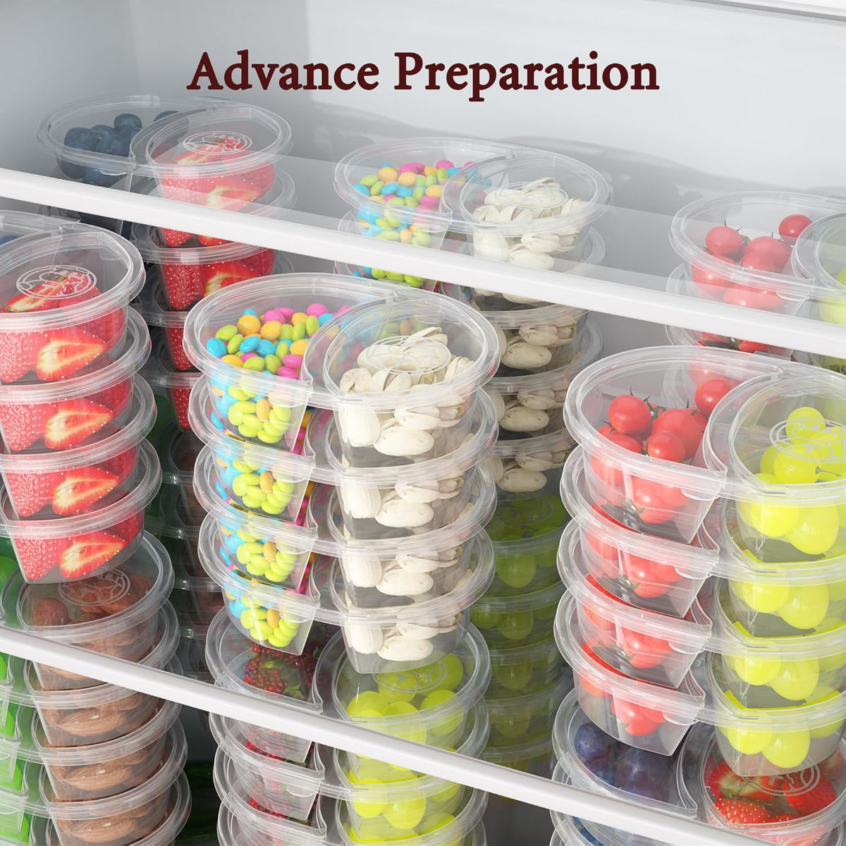 20pcs Reusable Snack Containers with Lids, 2 Compartment Snack Pack Containers for Fruits Candy Sauce Spices