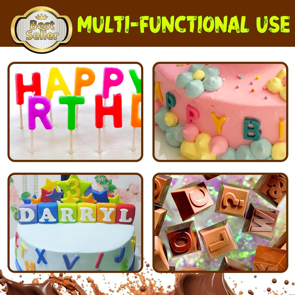 Number Chocolate Silicone Mould for DIY Candies or Fondant - 4 Pack…
