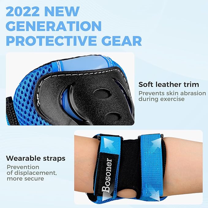 BOSONER Kids/Youth Knee Pad Elbow Pads Guards Protective Gear Set for Roller Skates Cycling BMX Bike Skateboard Inline Skatings Scooter Riding Sports