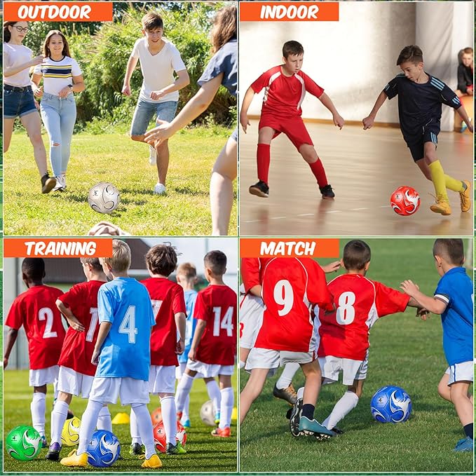 6 Pcs Operation Christmas Soccer Ball Bulk with Pump Needles, Size 3 4 5 Deflated Soccer Ball Gift for Youth Adult Game Training Practice Christian Charity Donation Supplies