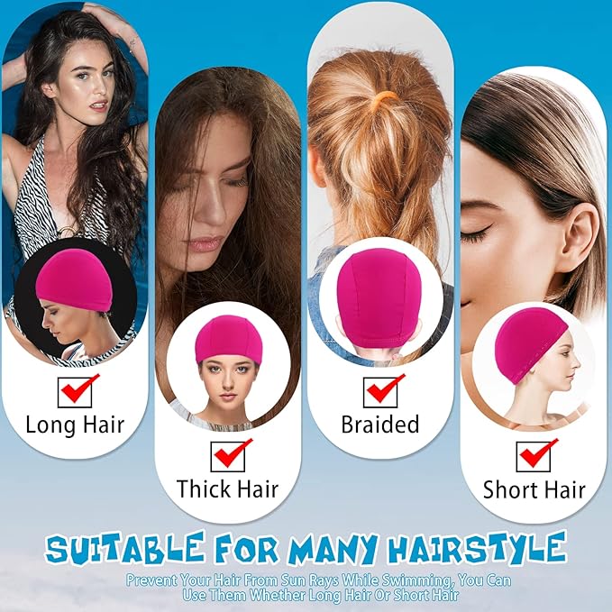 Bonuci 24 Pieces Cloth Elastic Swim Cap Bulk Comfortable Fabric Swimming Hat Elasticity Swimming Pool Cap Lightweight Bathing Caps for Women Men Kids Unisex, Not Waterproof