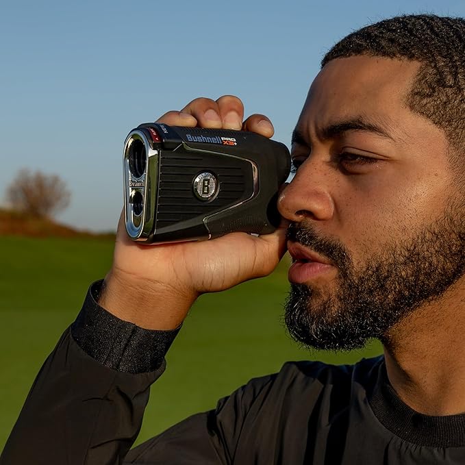 Bushnell Pro X3+ Golf Rangefinder with Wind Speed and Direction,1300 Yard Range,7X Magnification, Pin Locking with Visual Jolt