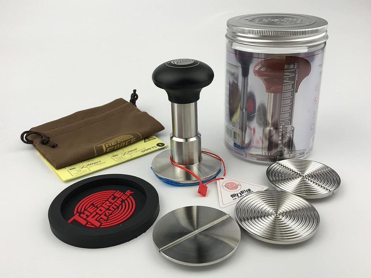 The Force Tamper Automatic Impact Coffee Tamper Adjustable Const Pressure and Autoleveling Duo-Distribute Set New (Jelly, 54.00mm)