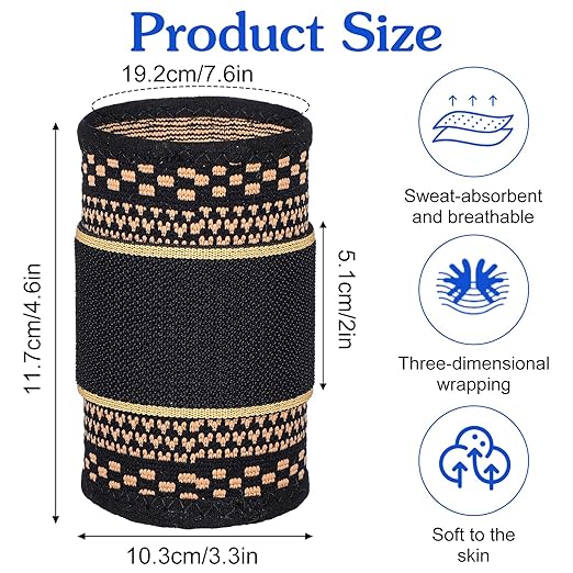 1 Pair Copper Wrist Compression Brace, Elastic Wrist Support Sleeve Sports Hand Wristlet Wrap for Women Men Gym Fitness, Workout, Typing, Weightlifting, Yoga(X-Large)