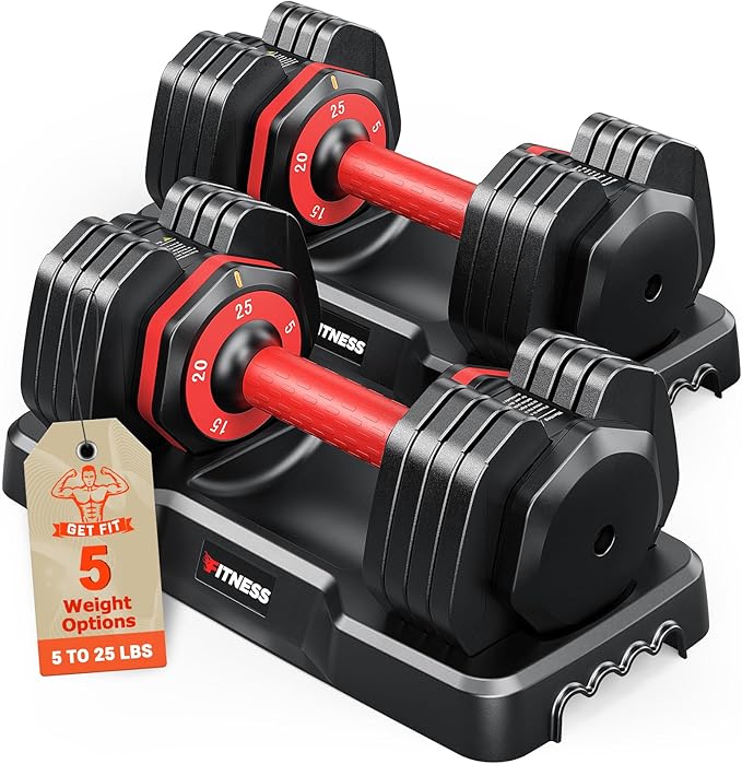 Adjustable Dumbbells Set of 2, 1 Hand Adjustable Weights Dumbbells Set, 5 in 1/10 in 1 Free Dumbbell with Anti-Slip Texture Handle, 25/55/80lb Pair Weight Set For Home Gym Suit both Men and Women