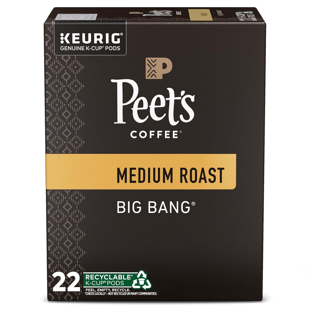 Peet's Coffee K-Cup Coffee Pods for Keurig Brewers, Medium Roast, Pods, Big Bang, 22 Count (Pack of 2)