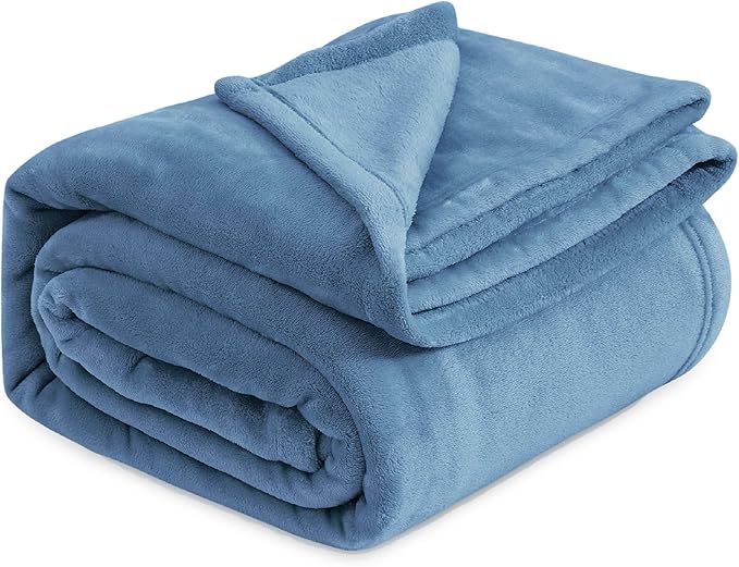 Bedsure Fleece Blankets King Size Washed Blue - Bed Blanket Soft Lightweight Plush Cozy Fuzzy Luxury Microfiber, 108x90 inches