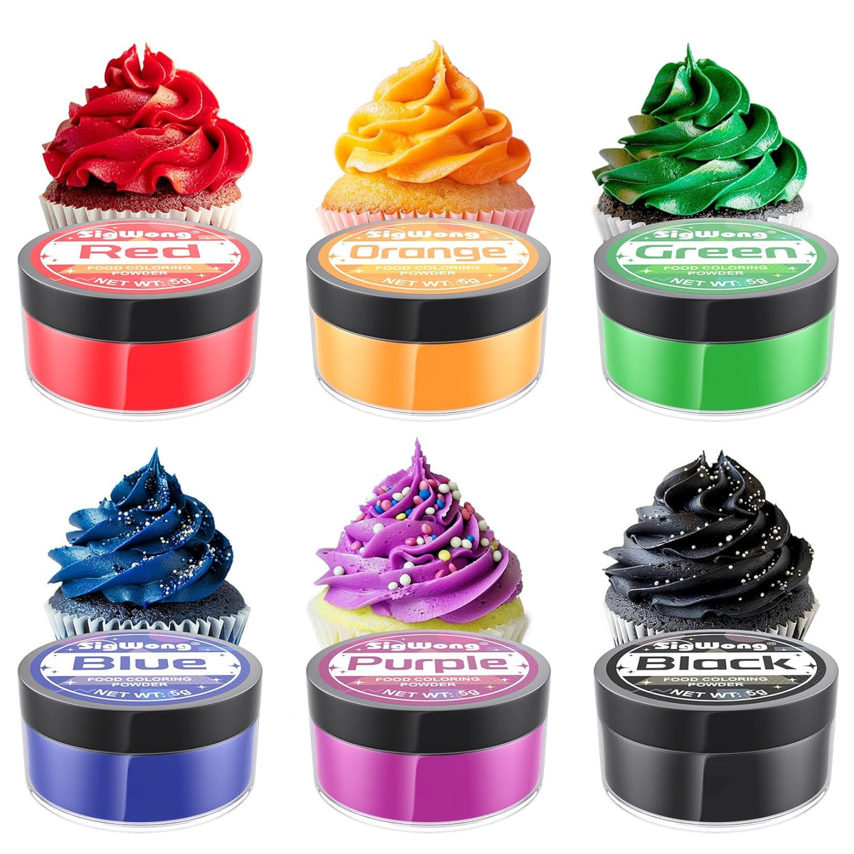 Food Coloring Powder - 6 Colors Vibrant Powdered Edible Food Coloring, Upgraded Food Grade Food Dye Powder for Baking, Cake Decorating, Cookies, Icing, Cooking, Slime Making Kit and DIY Crafts - 5g/Bottles