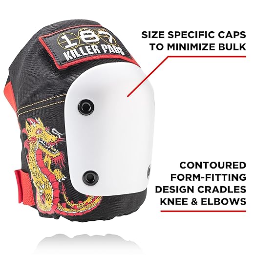187 KILLER PADS Six Pack Pad Set, Elbow Pads, Knee Pads, and Wrist Guards - Ideal for Skateboarding, Roller Skating, and Inline Skating