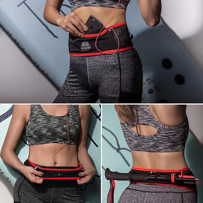 AONIJIE Hydration Belt Running Fanny Pack, with 250ml Soft Water Bottle Flask Phone Holder for Trailing Running Climbing Jogging Cycling Workout Fitness 3 Colors (Black, L/XL)