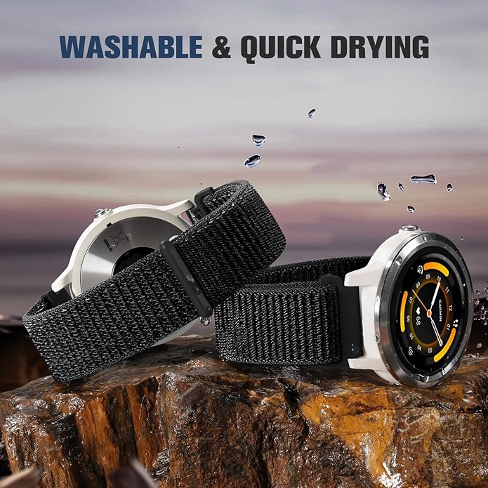 18mm 20mm 22mm Hook and Loop Watch Band Compatible with Garmin Vivoactive 5/ Vivoactive 6/ Vivoactive 3, Soft Nylon Breathable Sport Strap for Venu 2S/ Venu3S/ Forerunner 265s,Venu 3/ Venu 2 Men Women