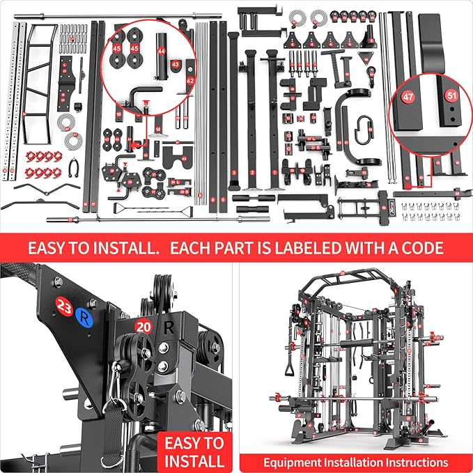 Power Cage,1600lbs Multi-Function Power Rack with Adjustable Cable Crossover System and More Training Attachment, Weight Cage for Home Gym
