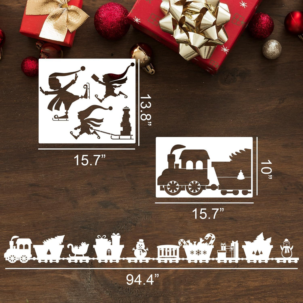 Christmas Stencils for Window Glass Large Christmas Stencil Reusable Winter Forest House Village Holiday Drawing Templates for Painting on Window Wall Doormat Glass Wood