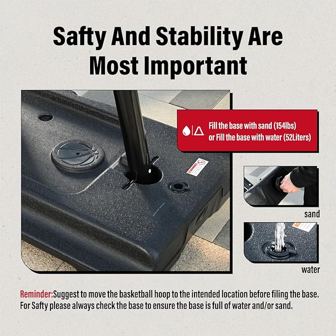 Basketball Hoop 44&48 Inch Backboard Portable Basketball Hoop Outdoor,5.3-10ft Stepless Regulation Crank Adjust Basketball Goal System