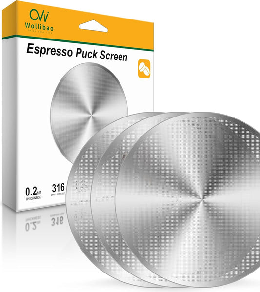 3 Pack Espresso Puck Screen for Breville Espresso Machine Ninja Cafe Luxe, 316 Stainless Steel 0.2mm Ultra-Thin Portafilter Filter Screen, 53.3mm