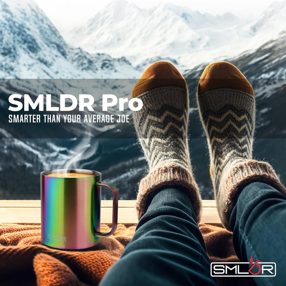 SMLDR Pro Heated Mug, 14 oz Smart Mug, Self-Heating, Adjustable Temperature, Battery Powered Heated Coffee Mug, Quick Recharge Time, Great for Coffee & Tea, Excellent Gift (Rainbow)