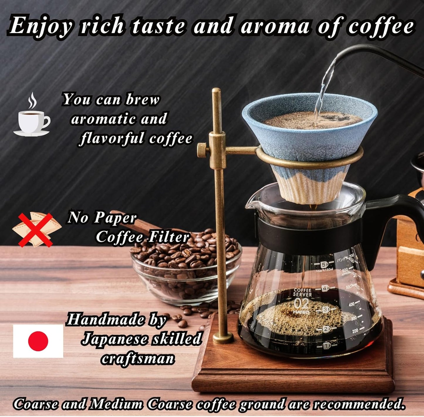 Ceramic Reusable Coffee Filter Dripper Paperless Sustinable Mt. Fuji Made in Japan (Purple)