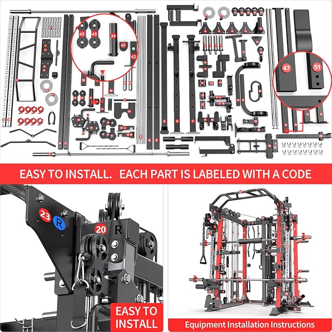 Power Cage,1600lbs Multi-Function Power Rack with Adjustable Cable Crossover System and More Training Attachment, Weight Cage for Home Gym