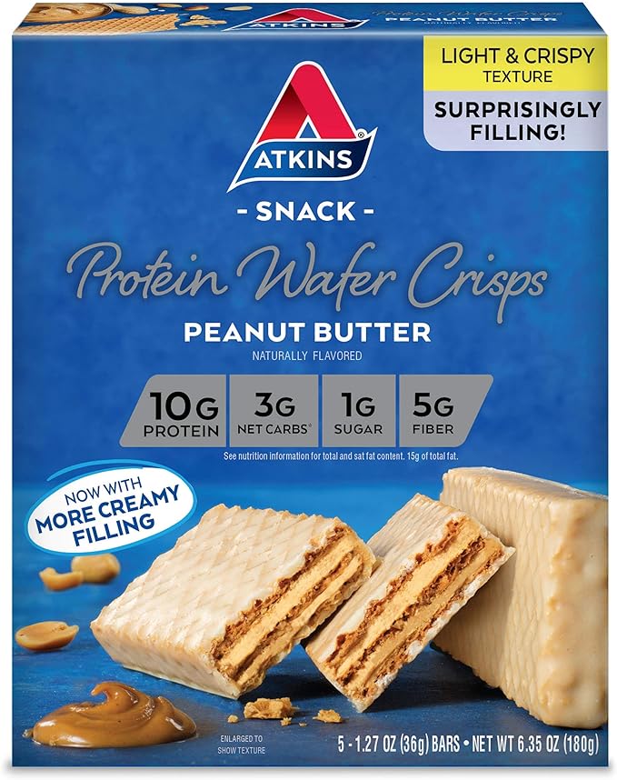 Atkins Chai Tea Latte Protein Shake with 15g Protein, 3g Net Carb, 1g Sugar + Atkins Peanut Butter Protein Wafer Crisps with 10g Protein, 4g Net Carb, 1g Sugar, 5 Count