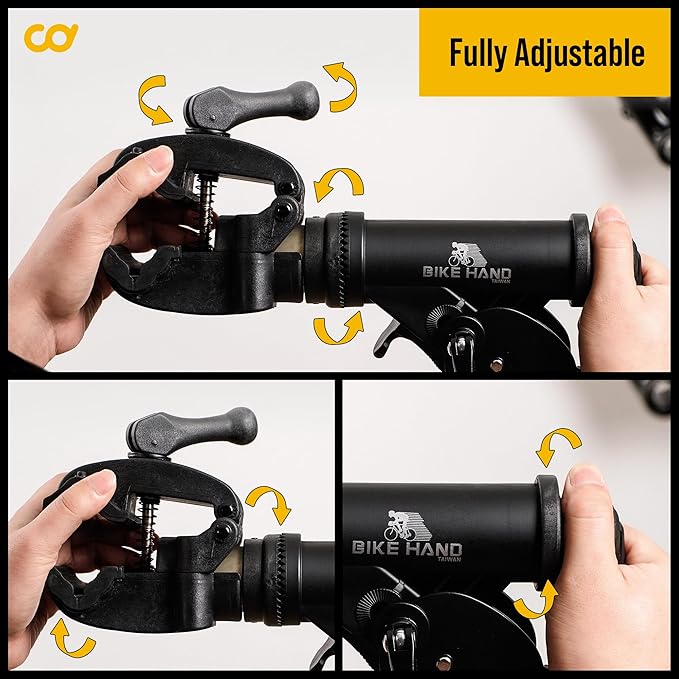 BikeHand Bike Repair Stand | Lightweight & 360 Adjustable Home Bicycle Mechanics Workstand w/Magnetic Tool Plate | Quick Release Portable Bike Maintenance Stand for Mountain & Road Bike