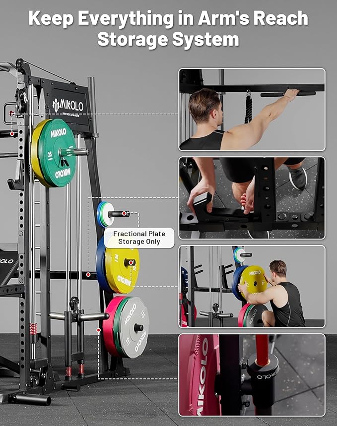 Mikolo M4 2.0 Smith Machine, All-in-One Power Cage with Independent Dual Pulley System, Multi-Function Home Gym Workout Cage for Cable Crossover