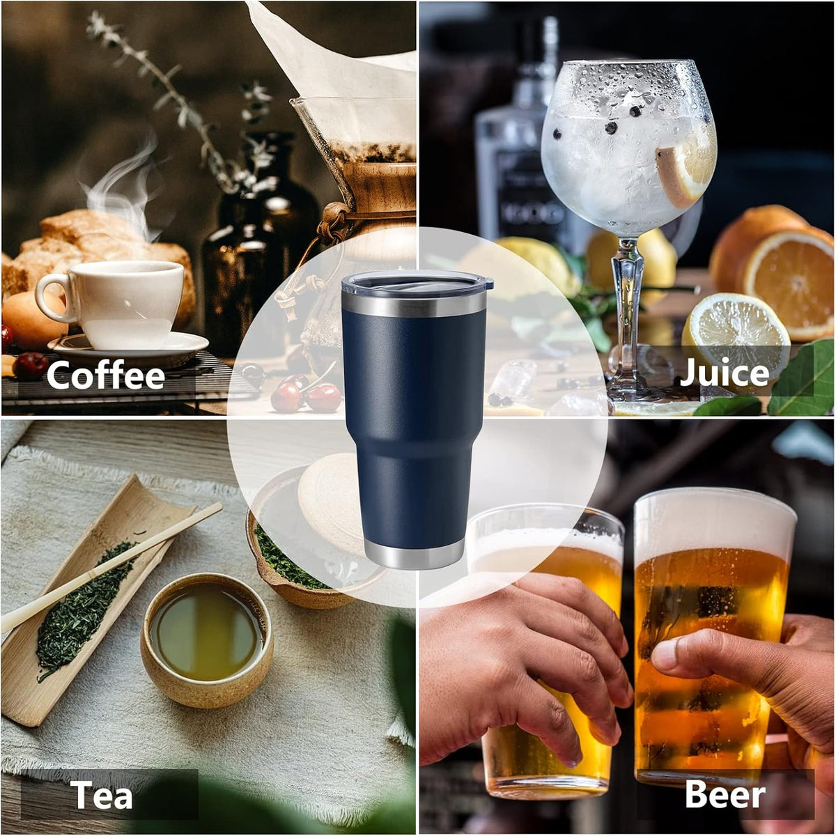 HASLE OUTFITTERS 30oz Stainless Steel Tumbler, Double Wall Vacuum Insulated Travel Mug Tumbler, Durable Insulated Coffee Mug, Gift Box Set (Navy, 1)