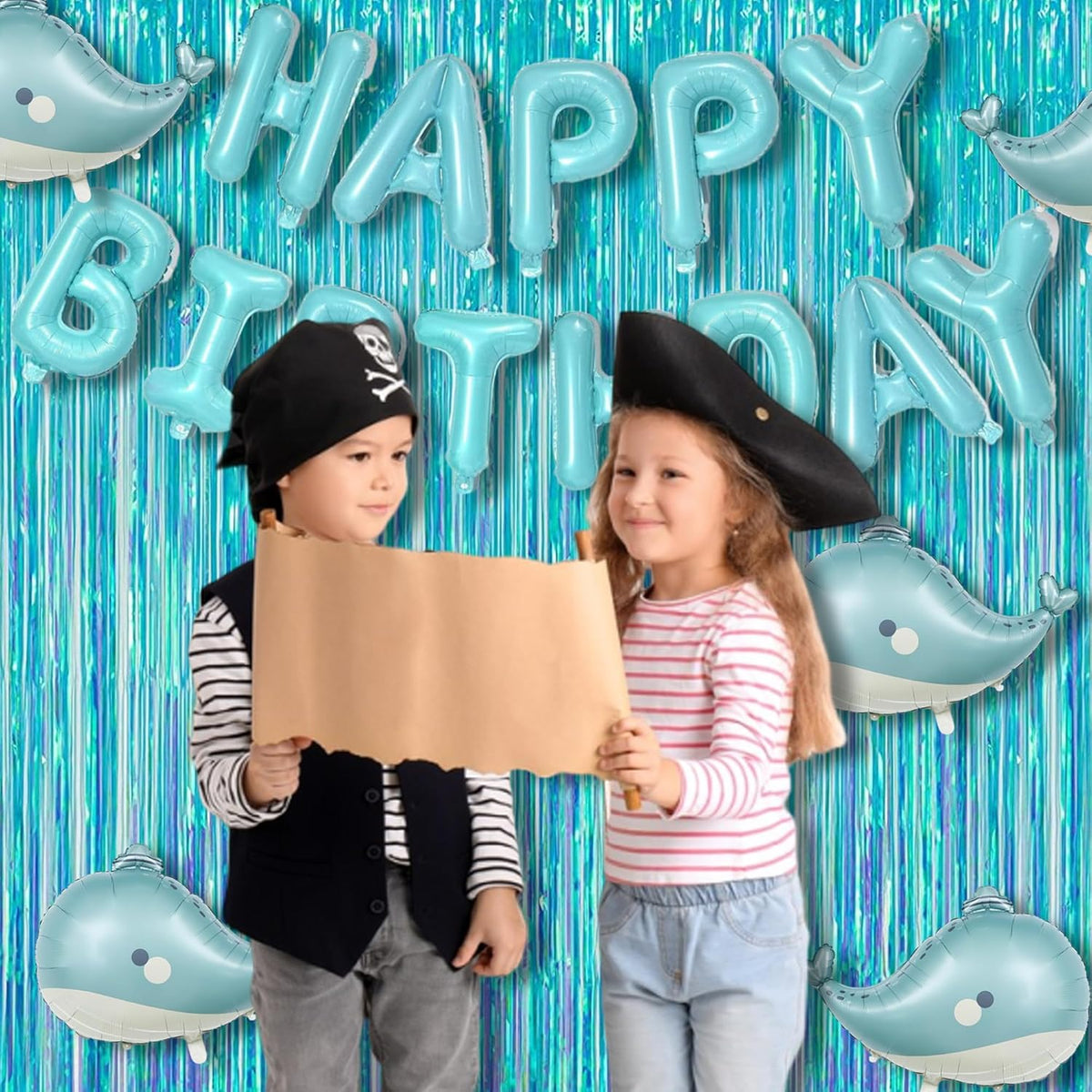 BRAVESHINE Party Decorations Iridescent Foil Fringe Backdrop - 2 Packs 3.2 x 6.5 ft Holographic Tinsel Backdrop Party Streamers Curtain for Birthdays Mermaid Sea Frozen Christmas Parties - Clear Blue