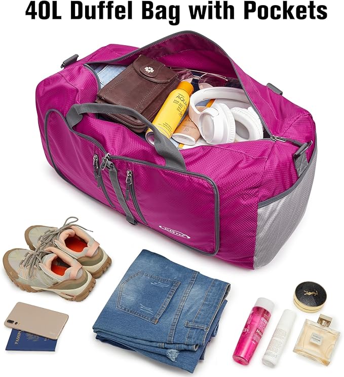 G4Free 40L/65L Foldable Duffel Bag, Water-Repellent Travel Backpack, Lightweight Carry Bag for Overnight Weekender Sports Men Women